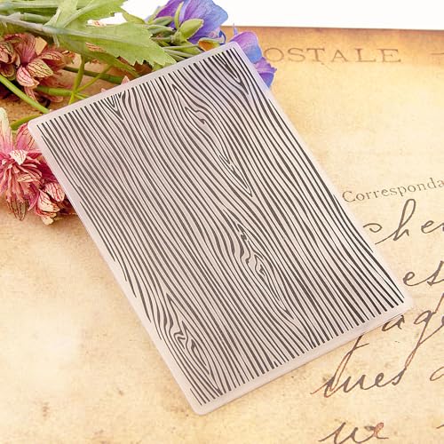 Wood Grain Background Pattern Plastic Embossing Folder, 3D Textured Impressions Wooden Lace Grain Background Embossing Folder Template for Card Making Scrapbooking Paper Craft Album Stamps DIY Décor - color: Wood Grain Wooden Lace Grain 1