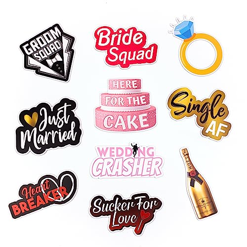 (Wedding Pack) Elevate Your PhotoBooth Experience with Durable & Waterproof Props - Perfect for Weddings, Birthdays, & Photo Booth Businesses - PVC Foamboard Adult Party Photo Props - color: Wedding Pack