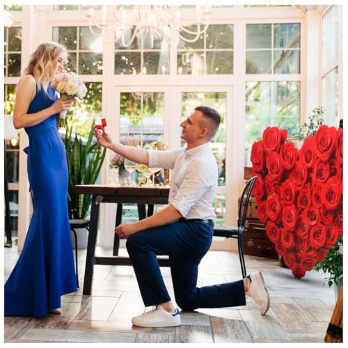 Bucherry 3.8 ft Red Roses Heart Cardboard Cutout Stand-up Life Size Large Heart Decoration Backdrop Photo Prop Stand up for Anniversary Wedding Party Engagement Valentine's Day Decoration - color: Red Roses Heart, size: 3.8 ft