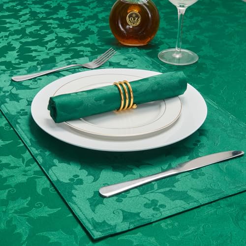 Cloth Napkins Set of 8 – Square Jacquard Floral Flowers Fabric Polyester Washable Reusable for Kitchen Dinner Dining Restaurants Wedding Party Banquet Table(Dark Green/17x17 Inch) - color: Dark Green