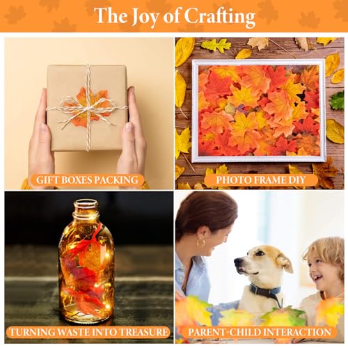 MAQIHAN 350PCS Fall Maple Leaves - Autumn Fall Maple Leaf Garland hojas de otoño para decorar Foliage Artificial Table Decoration Faux Fake Loose Leaves Outdoor Decor Halloween Thanksgiving Photo Prop