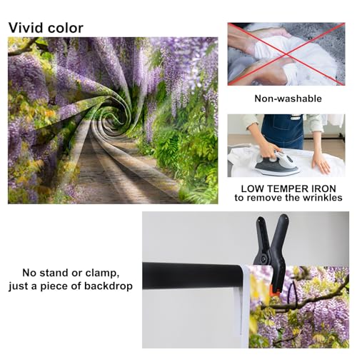 20x10ft Background for Purple Cirrus Pathway Photography Backdrop Purple Wisteria Violet Vine Wedding Ceremony Anniversary Honeymoon Birthday Children Adults Photo Studio Vinyl Props - size: 20x10ft