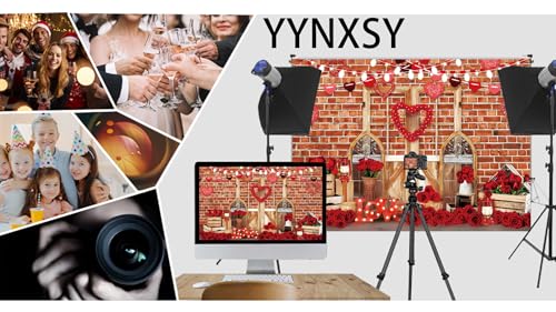 YYNXSY 7X5FT Valentine's Day Brick Wall Background Valentine backdrops for Photography Heart-Shaped Pendant, red Rose Photo Banner YY-5025 - color: Black