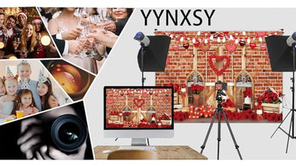 YYNXSY 7X5FT Valentine's Day Brick Wall Background Valentine backdrops for Photography Heart-Shaped Pendant, red Rose Photo Banner YY-5025 - color: Black