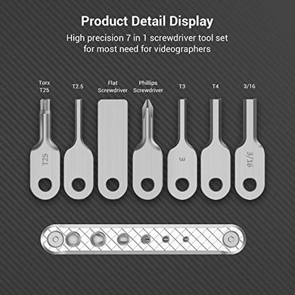 SMALLRIG Folding Tool Set with Screwdrivers and Hex Key Wrenches, Seven Functional Tools Included (Silver) - AAK2213D - color: Silver