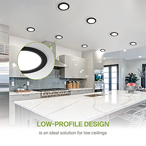 ASD 1 Pack LED Recessed Lighting 6 Inch 15W, 5 CCT 2700K-5000K CRI90+, IC Rated Ultra Thin Dimmable Ceiling Lights with J Box, Canless Wafer Downlight, Round Slim Panel Light, UL Energy Star, Black - color: Black, size: 6 Inch 15 Watt 1 Pack