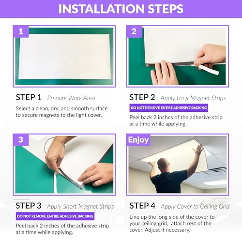 OCTO LIGHTS Fluorescent Light Covers for Ceiling Lights Classroom 2x4, Magnetic Light Covers Beige Ceiling Light Cover Panel for Classrooms, Offices and Healthcare - Improve Focus & Reduce Eyestrain - color: Light Beige