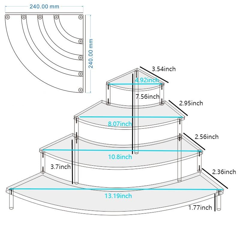 Gonice Small Clear Acrylic Display Riser, 4 Tier Desktop Display Stand for Mini Figurines, Doll, Corner Shelf for Home, Office