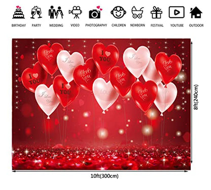 10x8ft Valentine's Day Photo Background red Love Backdrop Mother's Day Background Anniversary Party Girl Birthday Decor Supplies Vinyl 126…… - size: 10x8ft