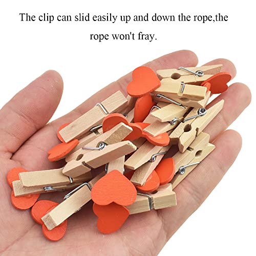 HAHIYO Heart Painted Mini Wooden Clothespin Clip Photo Paper Holders 1.38inch Tight Clamp Not Fray Rope Post Notices Handy Read for Hanging Postcard Wedding Orange 50PCS - size: Orange(Heart) 1.38 inches 50 Pack