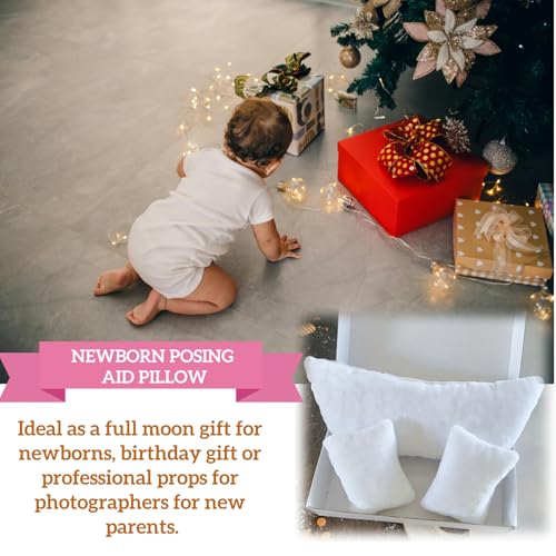 3 PCS Newborn Photography Props, 0-3 Months Baby Posing Pillow, DIY Newborn Professional Photograph Shoot Set (White) - color: White