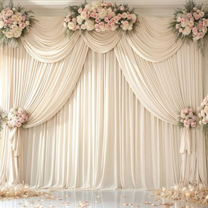 Deep Champagne Backdrop Curtain 4 Panels-Wrinkle-Free Curtains Polyester Photography Drapes for Baby Shower Birthday Party Photo Background Backdrop Stand- 16 X10FT (Champagne) - color: Champagne, size: W4' x H10'(4 panels)