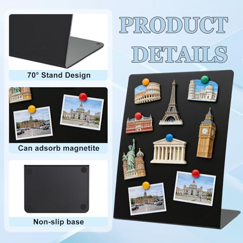 2 Pack Desk Magnetic Bulletin Board Metal Tabletop Memo Souvenir/Photos Display Board Magnet Display Stand for Home School Kitchen Office (2, Black, L) - color: Black, size: L