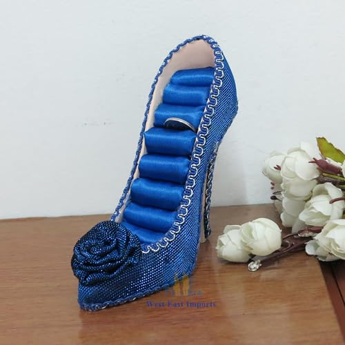 Ring Holder High Heel Shoe Design Fashion Jewelry Organizer Display Birtyday Gift (HW229R/blu) - color: HW229R/blu