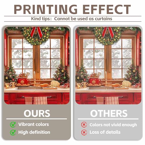 Fabric 7x5ft Christmas Kitchen Photography Backdrop Cabinets Window Winter Snow Scene Background Xmas Family Party Decoration New Year Photo Banner Props - size: 7'x5'