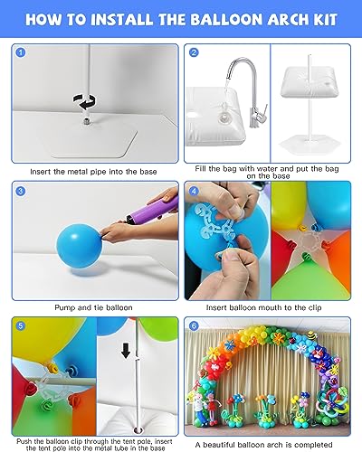 TEKXYZ Balloon Arch Stand Kit, 10FT Wide & 7.5FT High Adjustable Balloon Arch Frame, Ideal For Party Decorations, Not Include Balloons