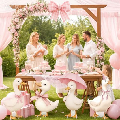 4 Pcs Large One Silly Goose Baby Shower Decoration for Girl Silly Goose Cardboard Cutouts Backdrop Party Decorations for Photo Booth Props Lawn Yard Signs Party Supplies - style: Silly Goose