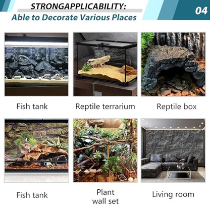 17.7x11.8in Rock Terrarium Background,3D Reptile Tank Background Board,Amphibian Stereo Backdrop Wall,Lizard Snake Gecko Spider Turtle Fish pet silo Background Decorative Panel(Blue) - color: Blue