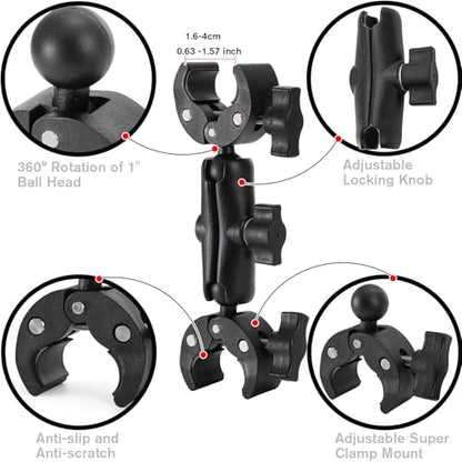 Foraineam Double Mount Camera Clamp Bracket, Umbrella Mount Motorcycle Bike Handlebar Clamps, Super Clamp Monitor Magic Arm, Crab Plier Clip for Desktop, Wagon, Selfie Stick, Photo Studio Light Stand