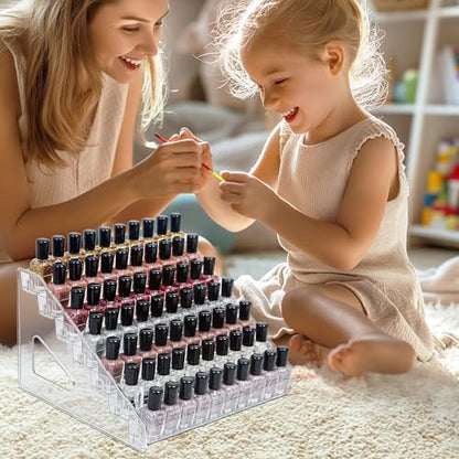7-Tier Clear Acrylic Nail Polish Storage, Holds 56-112 Bottles, Multi-Purpose Nail Polish Rack, Sunglasses, Essential Oils and Cosmetics - size: 7-Tier