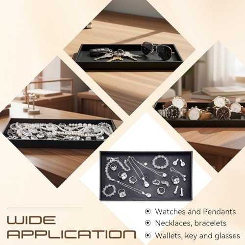 LemonRoad 6 Pack Plastic Jewelry Tray Stackable Black Jewelry Display Drawer Inserts Organizer for Ring Necklace Earring Bracelets Showcase Display for Women Her