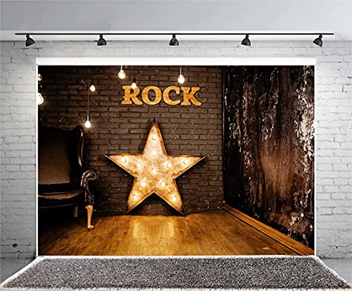 AOFOTO 8x6ft Rock Music Bar Backdrop Grunge Vintage Saloon Interior Decoration Photography Background Rock Star Band Punk Pop Fashion Music Night Show Karaoke Party Decorations Photo Booth Props - size: 8x6ft