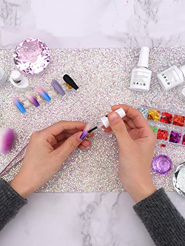 EBANKU Shiny Nail Art Table Mat - Foldable Hand Rest Pillow, Washable Salon Practice Holder - color: Colorful