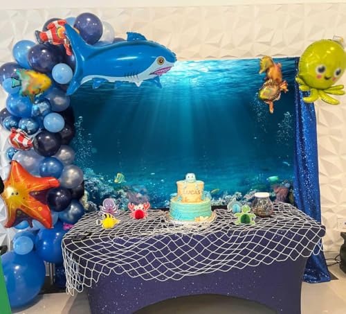 Sensfun 7x5ft Underwater World Backdrop Fabric Under The Sea Photography Backdrops Tropical Fish Coral Deep Ocean Sunlight Seabed Background Undersea Baby Shower Birthday Party Decoration Photo Props