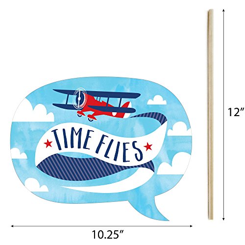 Big Dot of Happiness Taking Flight - Airplane - Vintage Plane Baby Shower or Birthday Party Photo Booth Props Kit - 20 Count