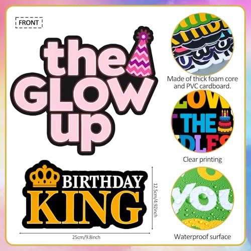 Beeveer 24 Pcs Birthday Photo Booth Props Single Sided 9" Photo Booth Props Birthday Parties Decorations Set DIY Water Proof Selfie Signs PVC Printing for Party Businesses - style: Birthday