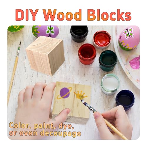 8Pcs 2inch Unfinished Natural Wooden Cubes, Square Craft Wood Blocks for DIY Projects, Blank Wood Squares for Art, Building, Personalized Crafts, Wedding Decor, and Creative Displays - size: 5cm