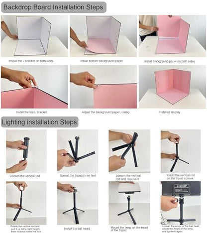BYSTONE Upgrade Light Box Photography,Portable Photo Studio 16x16 inch Professional Shooting Tent Kit with 288pcs LED Lights 15 HD Backdrops Paper for Food and Small Product Photography Props