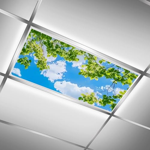 Fluorescent Light Covers for Classroom Ceiling Lights – 2x4ft Backlit Film for Fluorescent Fixtures, Reduce Glare and Eye Strain, Easy to Install – School, Office, Sensory - Clouds - color: Clouds（5）