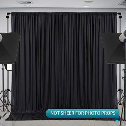 Black Backdrop Curtain 2 Panels-Wrinkle-Free Black Curtains Polyester Photography Drapes for Wedding Birthday Party Photo Background Backdrop Stand- 8 X10FT - color: Black, size: W4' X H10'(2 Panels)