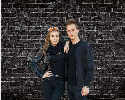 CHAIYA 8x6FT Black Brick Photography Backdrop Brick Backdrop Baby Shower Birthday Party Decoration Backdrop Newborn Baby Photoshoot Prop - size: 8′x6′