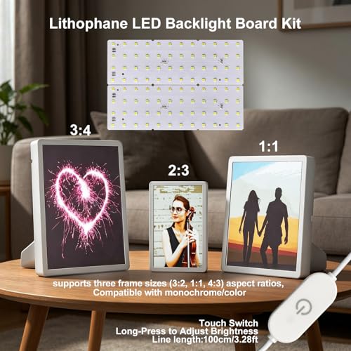 4PCS Lithophane LED Backlight Board Kit KC009 KC010 for Bambu Lab H2C/X1/P2S/A1 LED Light Board Backlights Makerworld Model Parts USB 3D Print Accessory Photo Model DIY Light Box - color: 4 PCS Lithophane LED