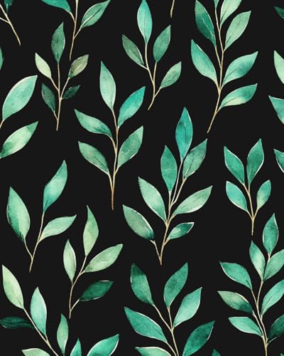 Fvlow Green Floral Wallpaper Peel and Stick Black Leaf Contact Paper 17.4" x 118" Vintage Leaf Wallpaper Waterproof Self-Adhesive Wall Covering for Bedroom Countertop Desk Cabinets Decor - color: Dark Green, size: 17.4" x 118"