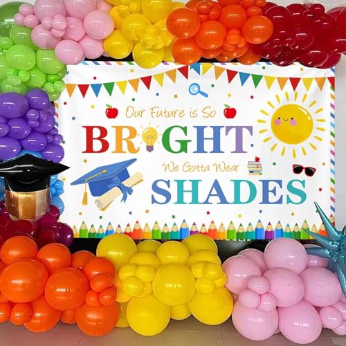 MEHOFOND Preschool Kindergarten Graduate Backdrop School Prom Party Decorations Bright Future Graduation Decor Congrats Class of 2026 Kids Congrats Grad Background Photo Props 8X6ft - color: White, size: 8x6ft