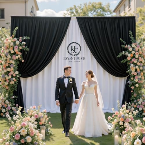 20x10FT Black Backdrop Curtains for Party, 4 Panels 5x10FT Thick Polyester Backdrop Drapes, Wrinkle Resistant Photography Background Drapes for Wedding Birthday Home Decoration - color: Black, size: W5' X H10'(4 Panels)