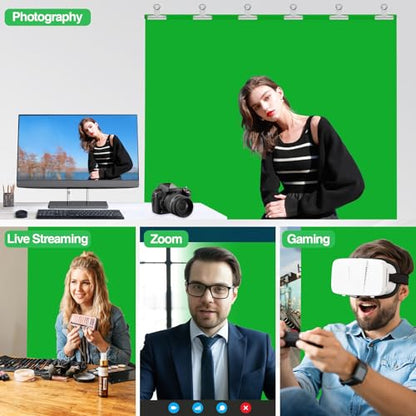 5x10ft Green Screen Backdrop Kit with Stand, Portable Greenscreen Background Includes Foldable T-Stand, 6 Clips and Carry Bag for Streaming, Gaming, Meeting, Video Production, Photography - size: 5x10ft