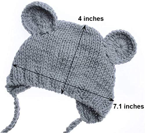 ECYC Newborn Baby Bear Hat Beanie with Bear Dolls Photography Accessories Grey - color: Grey