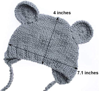 ECYC Newborn Baby Bear Hat Beanie with Bear Dolls Photography Accessories Grey - color: Grey