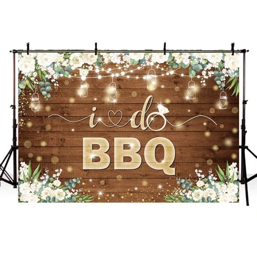 AIBIIN 6x4ft I Do BBQ Backdrop for Adults Men Women Couples Engagement Bridal Shower Boho Wedding Rustic Wooden Photography Background Baby Shower Birthday Party Decorations Banner Photo Booth Props - size: 6x4ft