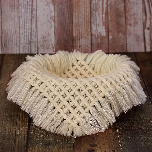 Coberllus Newborn Baby Photography Props Blanket Handmade Knitted Twist Wrap Posing Aid Backdrops for Boy Girls Photography Shoot - color: Light Beige