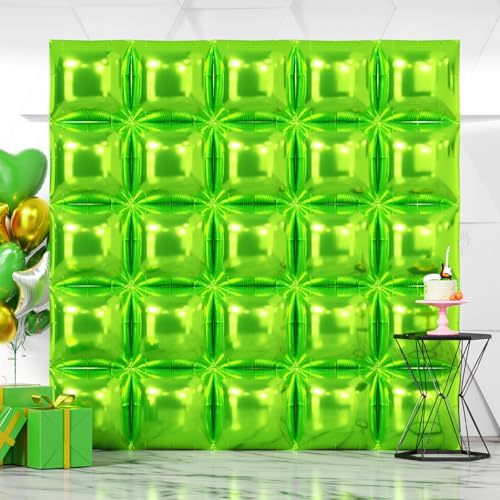 NISOCY 25PCS Green Square Foil Balloons Wall Backdrop Double Sided Light Green Christmas Balloon Tunnel Arch Kit for Birthday Christmas Graduation Wedding Anniversary Summer Jungle Party Decorations - color: E02 - Light Green, size: 25PCS