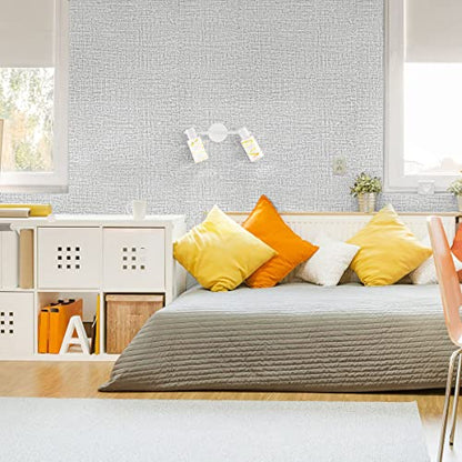 Grey Wallpaper Grasscloth Peel and Stick Wallpaper 17.7inchx393.7inch Textured Peel and Stick Grasscloth Removable Grey Contact Paper for Cabinets Self Adhesive Removable Wall Paper Vinyl - color: Grey-1, size: 17.7" x 393.7"