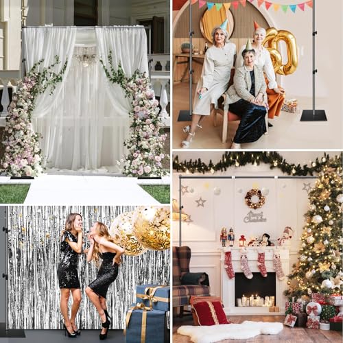 EMART Backdrop Stand, 6.5x10 ft Adjustable Photo Background Pipe and Drape Photography Kit with Heavy Duty Metal Flat Base for Parties, Wedding, Video Studio, Birthday - Black - color: Black