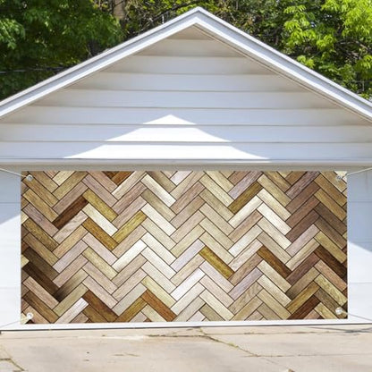 7X16ft Brown Rustic Wood Texture Wall Garage Door Decoration Background Wooden Board Photography Backdrop Wedding Birthday Baby Shower Party Decoration Party Decor Banner Cover - size: 7X16