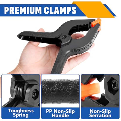 20 Pack 6 inch Plastic Spring Clamps, Black Heavy Duty Clips, Backdrop Clips, Plastic Clamps for Crafts, Backdrop Stand, Woodworking, Photography - size: 6in-20P