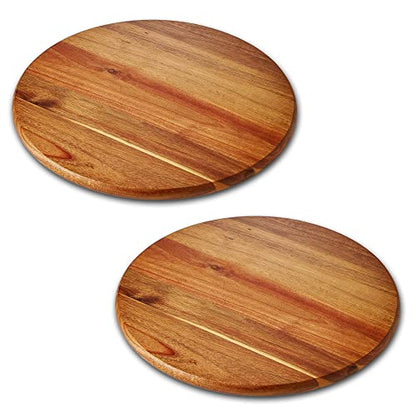 Acacia Wood Lazy Susan, Wood Turntable Tray Cabinet Organizer,14" (Two Pieces) - size: 14"-2pc-wood